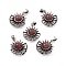 Natural Strawberry Quartz Pendants, Sun Charms, with Antique Silver Color Brass Findings, 23x19x8mm, Hole: 4x3.5mm