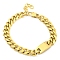 304 Stainless Steel Cuban Link Chain Oval Link Bracelets for Women, Golden, 7-1/2 inch(19cm)