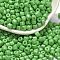 Baking Paint Pearlized Glass Seed Beads, Round Hole, Cylinder, Lime Green, 4.5x3.5mm, Hole: 1.2mm, about 5625pcs/pound