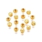 925 Sterling Silver Corrugated Beads, Pumpkin Shape, Real 18K Gold Plated, 4x3.5mm, Hole: 1.6mm