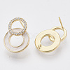Brass Micro Pave Clear Cubic Zirconia Stud Earring Findings KK-T054-40G-NF-2