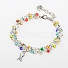 Glass Seed Beads Charm Bracelets BJEW-JB01171-2