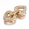 Brass Micro Pave Clear Cubic Zirconia Fold Over Clasps KK-T063-66G-NF-2