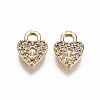 Brass Micro Pave Clear Cubic Zirconia Charms KK-S360-044-NF-1