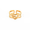 Ion Plating(IP) 304 Stainless Steel Heart Wrap Open Cuff Ring for Women RJEW-S405-209G-1