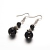 Attractive Round Glass Pearl Dangle Earrings EJEW-F0086-M-2
