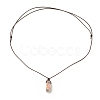 Natural Agate Nugget Pendant Necklace with Cowhide Leather Cord NJEW-JN03882-04-4