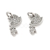 Pigeon with Leaf Brass Micro Pave Clear Cubic Zirconia Charms KK-G425-13P-1