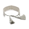 Word Love Is All Polycotton(Polyester Cotton) Braided Bracelet with Tassel Charm BJEW-F429-05-3