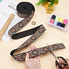 5 Yards Ethnic Style Polyester Jacquard Flower Ribbon OCOR-WH0090-042-3