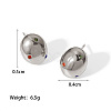 Stainless Steel Cubic Zirconia Oval Stud Earrings DZ3227-2-1