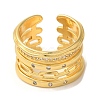 Chain Shape Brass Micro Pave Cubic Zirconia Open Cuff Rings RJEW-U008-14G-2