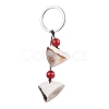 3Pcs Natural Shiva Eye Shell & Acrylic Imitation Pearl Pendant Keychain KEYC-JKC00990-4