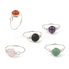 Natural Mixed Gemstone Braided Bead Finger Ring RJEW-JR00588-01-1