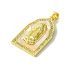 Real 18K Gold Plated Brass Micro Pave Clear Cubic Zirconia Pendants KK-H472-12G-01-2