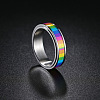 Rainbow Color Pride Flag Enamel Rectangle Rotating Ring RABO-PW0001-038D-2