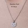 Non-Tarnish 201 Stainless Steel Cat Pendant Necklace NJEW-OY001-23-3