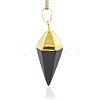 Cone Pendulum Black Agate Pendants G-N0057-07-3