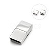 Smooth 304 Stainless Steel Rectangle Magnetic Clasps with Glue-in Ends STAS-E089-42P-1
