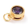 Real 18K Gold Plated Brass Inlaid Cubic Zirconia Charms ZIRC-L100-081G-03-4