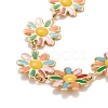 Enamel Daisy Link Chains Bracelet BJEW-P271-01G-02-2