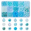 375Pcs 15 Style Blue Theme Transparent Crackle & Opaque Acrylic Beads OACR-YW0001-66-1