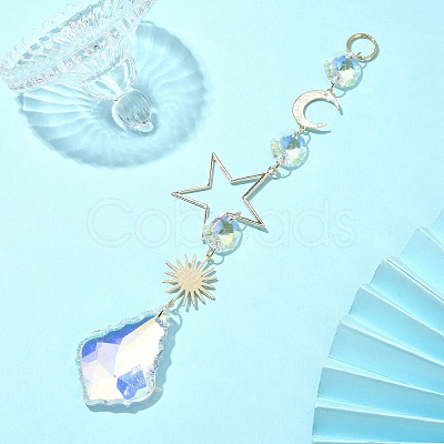 Glass Teardrop Pendant Decorations HJEW-JM01169-1