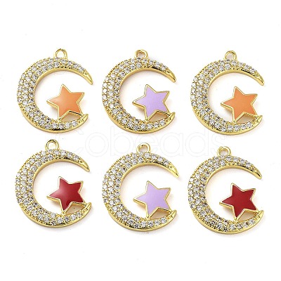 Brass Brass Micro Pave Cubic Zirconia Pendants KK-F871-18G-1