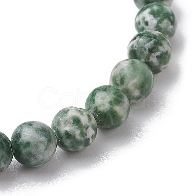 Natural Green Spot Jasper Round Beaded Stretch Bracelets for Women Men BJEW-JB11369-1