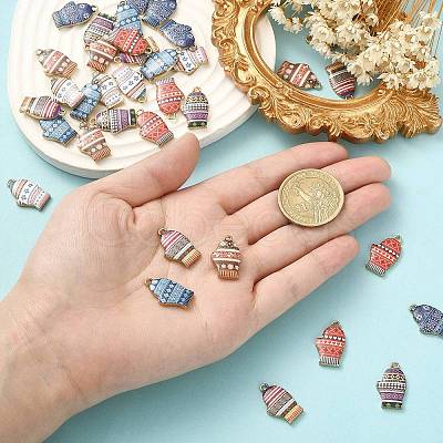 35Pcs 7 Styles Alloy Printed Pendants PALLOY-CJ0002-56-1