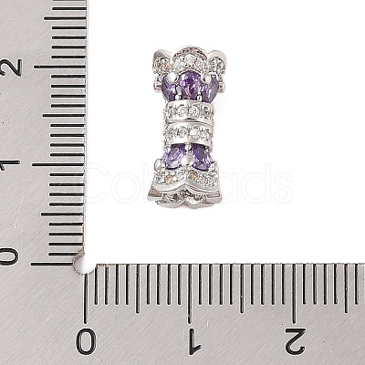 Rack Plating Brass Micro Pave Clear Cubic Zirconia Screw Clasps KK-S384-25P-03-1