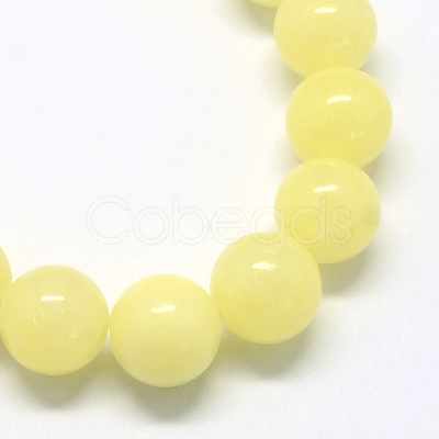 Natural Dyed Yellow Jade Gemstone Bead Strands G-R271-8mm-Y06-1