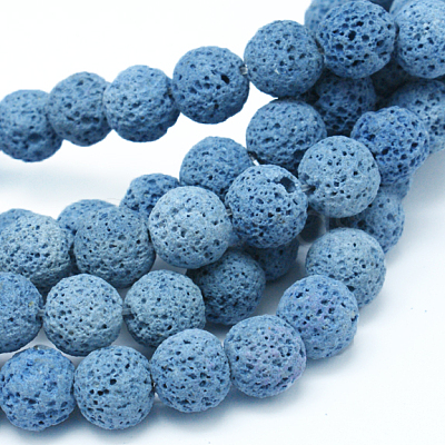 Natural Lava Rock Round Bead Strands G-I124-8mm-11-1