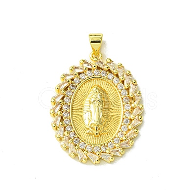 Real 18K Gold Plated Brass Micro Pave Cubic Zirconia Pendants KK-H472-16G-02-1