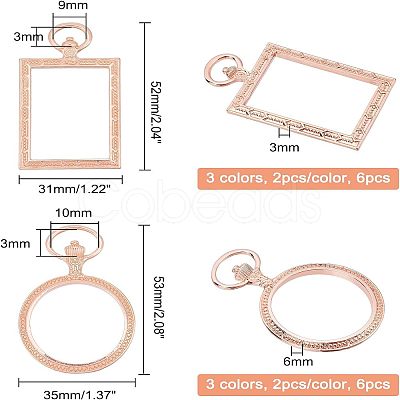 Olycraft 12Pcs 6 Style Alloy Open Back Bezel Pendants FIND-OC0001-55-1