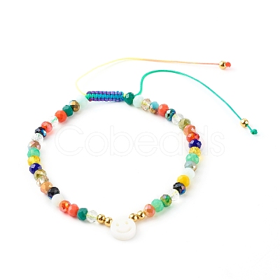 Electroplate Glass Nylon Thread Braided Bead Bracelets for Mom and Daughter BJEW-JB06359-03-1