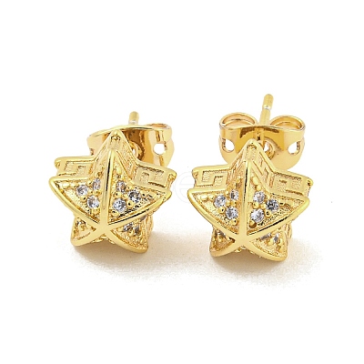 Brass Micro Pave Cubic Zirconia Ear Studs EJEW-P261-26B-G-1