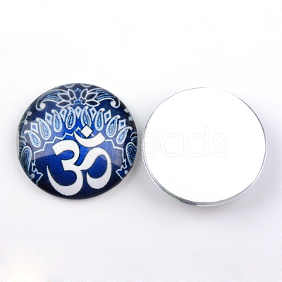 Yoga Theme Glass Cabochons X-GGLA-L011-25mm-10-1