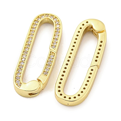 Rack Plating Brass Micro Pave CLear Cubic Zirconia  Spring Gate Clasps KK-Q814-13G-1