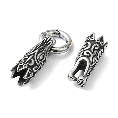 Tibetan Style 304 Stainless Steel Spring Gate Rings FIND-Z046-06AS-01-1