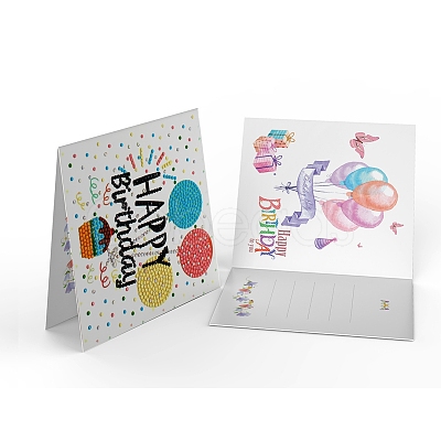 DIY Birthday Theme Diamond Painting Greeting Card Kits DIAM-PW0001-178A-1