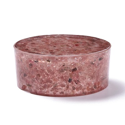 Resin with Natural Strawberry Quartz Chip Stones Ashtray DJEW-F015-01E-1