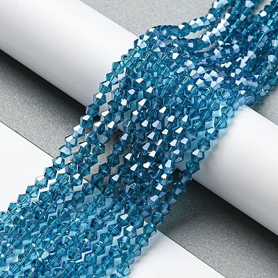 Transparent Electroplate Glass Beads Strands GLAA-F029-3mm-C01-1