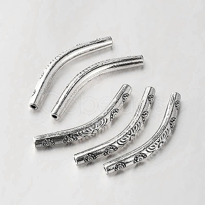 Tibetan Style Alloy Curved Tube Beads X-TIBEB-O004-31-1