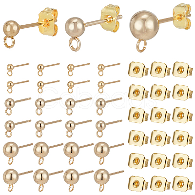 ARRICRAFT 120Pcs 3 Style 304 & 202 Stainless Steel & Brass Ball Post Stud Earring Findings Sets FIND-AR0003-85-1