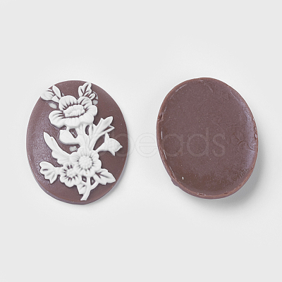 Resin Flower Cameo Cabochons CRES-M025-10-1