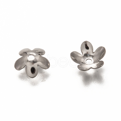 Non-Tarnish 5-Petal 201 Stainless Steel Bead Caps STAS-I176-11P-A-1