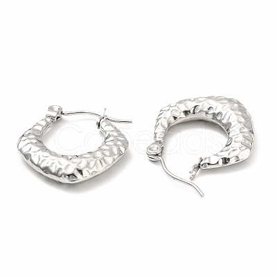 Non-Tarnish 304 Stainless Steel Chunky Rhombus Hoop Earrings for Women EJEW-F283-04P-1