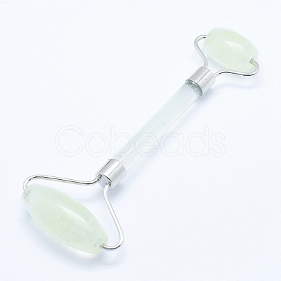 Green Watermelon Stone Glass Brass Face Massager MRMJ-G009-20P-1