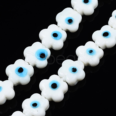 Handmade Evil Eye Lampwork Beads Strands LAMP-N029-008H-1